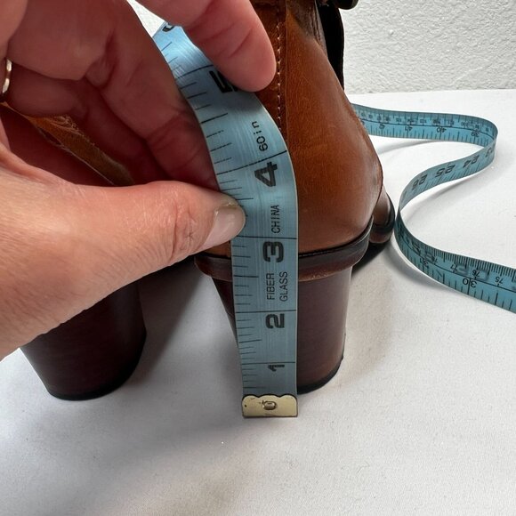 Anthropologie J Shoes Hardwick Booties Leather Buckle Block Heel Booties Brown 7 - Picture 3 of 13